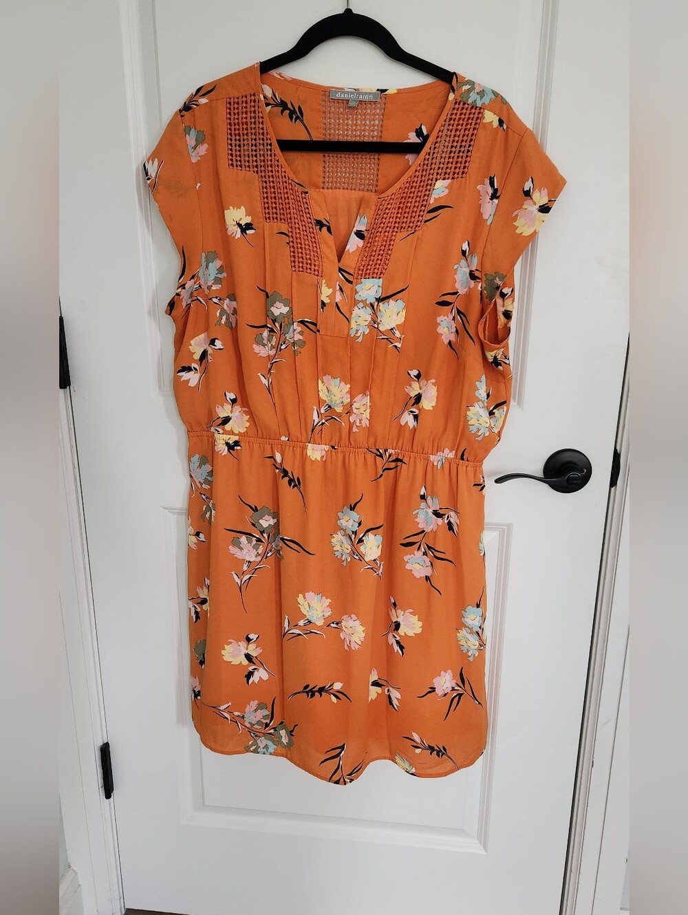 Daniel Rainn Orange Floral Short Sleeve Dress